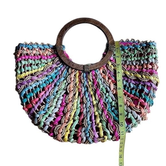 Cappelli Straworld Straw Wood Handle Multicolor
Rainbow Bag Purse Tote - Picture 1 of 9